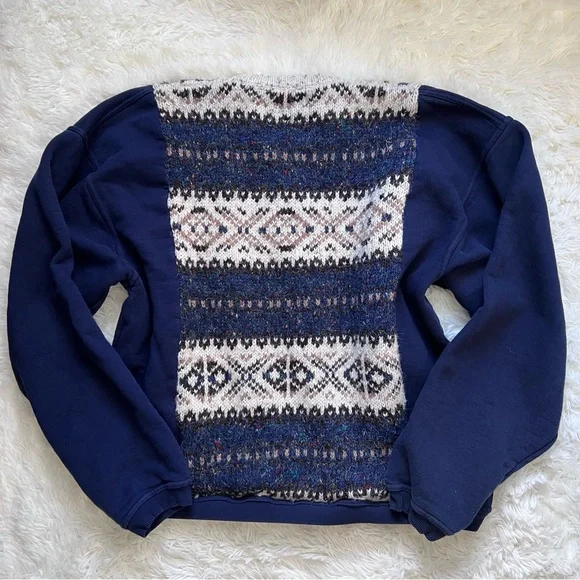 Vintage Upcycled Peter England Knit Sweater with Modern Sleeves - Picture 3 of 5